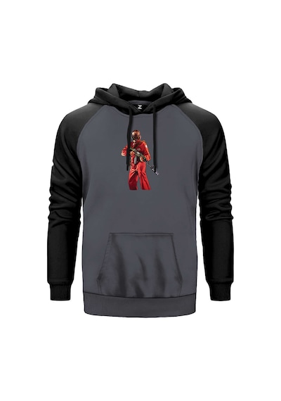 Gta Robber In Red Suit Man Gri Renk Reglan Kol Sweatshirt Gri