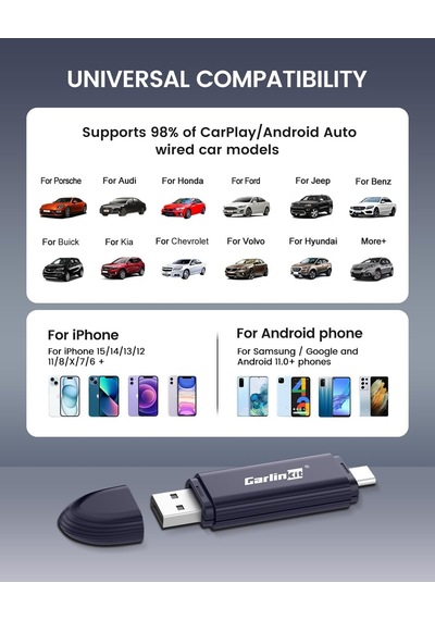 Carlinkit Oem Kablolu Carplay Ve Oem Kablolu Android Auto İçin Mini Se Pro Kablosuz Adaptör, İos 10 Ve Android 10 Ve 10"