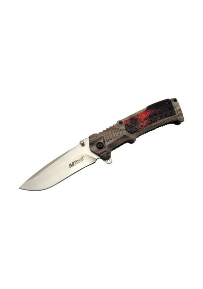 Hubrendy Çer Mtech 463 Kahverengi Kamp Çakı 21cm - Yarı Otomatik, Kemerlikli, Plastik Sap
