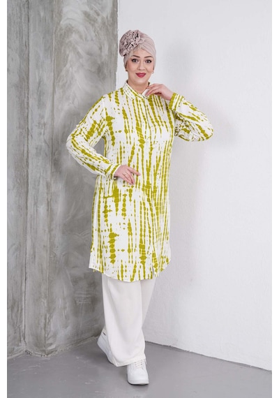 Polologin Butik Yeşil Beyaz Desenli Tunik Ve Krem Pantolon Takım Yeşil & Beyaz & Krem Polologin Butik Yeşil Beyaz Desenli Tunik Ve Krem Pantolon Takım Yeşil & Beyaz & Krem
