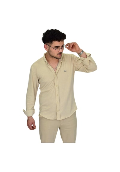Erkek Likralı Spor Silim Fit Gömlek Bgl-st04333 Bej
