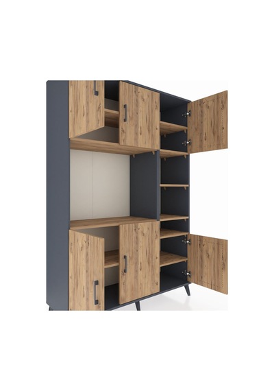 Hyperion Dolap 10 Raflı 6 Kapaklı 132x44x195 Antrasit-çam/çam Antrasit