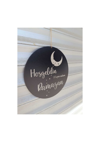 Pey Aksesuar Hoşgeldin Ramazan Kapı Süsü, Ramazan Duvar Dekoru, Ramazan Duvar Süslemesi Siyah