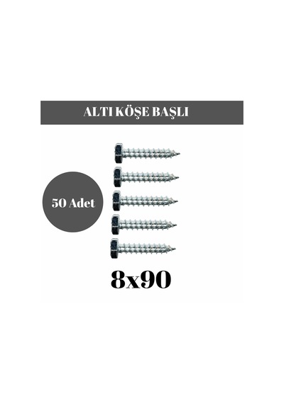 Trifon Vida 8x90 Mm Altı Köşe Anahtar Başlı Vida 50'li Paket 8 x 90 MM