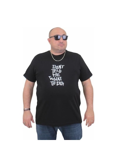 Starbattal Erkek Büyük Beden Sıfır Yaka Tişört Cool Boys 24125 Sıyah-Sıyah Siyah