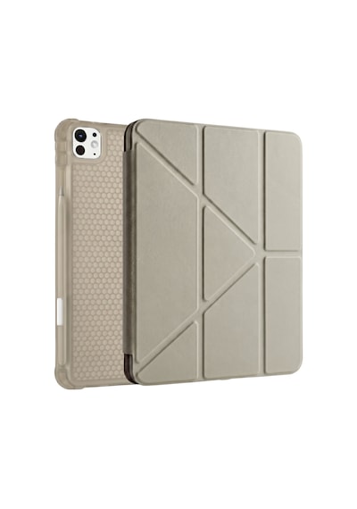 Ps Apple Uyumlu iPad Pro 11 İnç M5 / M4 Tri Folding Standlı Kılıf - Bej Kapaklı Kılıf