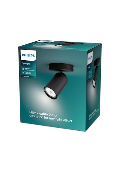 Philips myLiving Pongee Tavan/Duvar Siyah Spot Lamba GU10 Duy (Ampul birlikte verilmez)