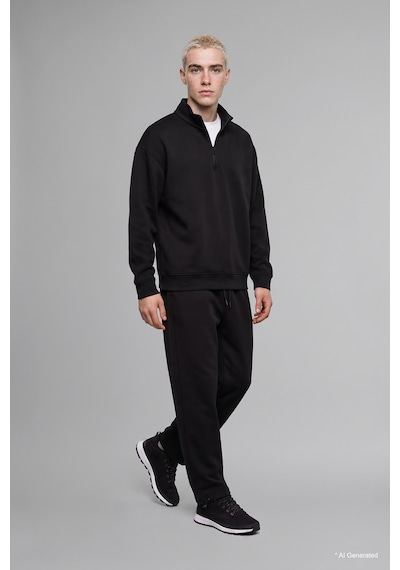 Defacto Boxy Fıt Dik Yaka Skuba Kumaş Uzun Kollu Basic Sweatshirt E9363ax26aubk81 Siyah-bk81