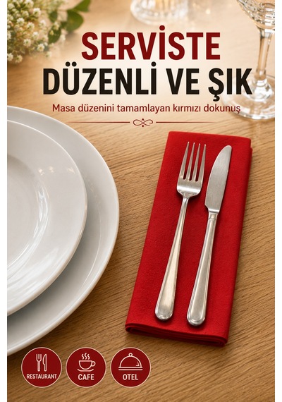 33x33 Cm Kırmızı Garson Katlama Peçete 2 Katlı 100 Adet Restaurant Cafe Otel Davet Masa Servis Kağıt Diğer