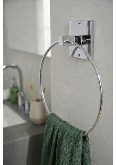 Yapışkanlı Krom Halka Havluluk Duvar Tipi Delme Gerektirmez Banyo Havlu Askılığı S-102 Ktk Krom
