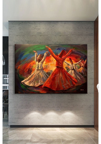 Mevlevi Dervişler Kanvas Tablo 100 x 70