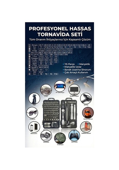 115 Parça Manyetik Uçlu Hassas Tornavida Seti - 886746449