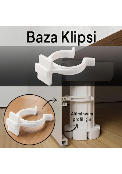 Alüminyum Baza Klipsi Mutfak Dolap Tezgah Alt Kısım Kapatma Klips Mobilya Ayak Tutucu Toka Beyaz