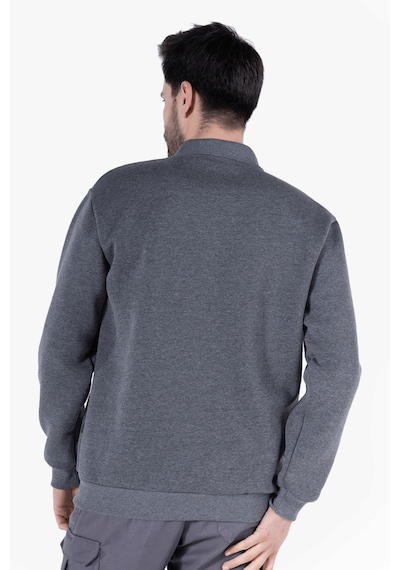 3 İplik Polo Yaka Fleto Cepli Sweatshirt Füme Melanj