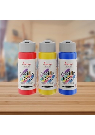 Kırmızı, Mavi, Sarı Akrilik Boya 3&apos Lü Set 3x60 Ml