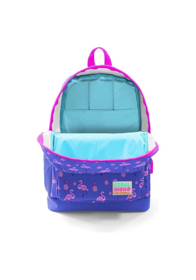 Coral High Okul Çantası Ve Beslenme Çantası Seti - Kız Çocuk Mor Flamingo - Usb Soketli Çok Renkli
