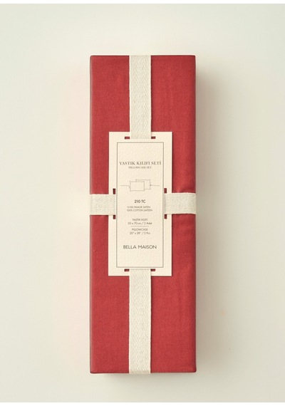 Bella Maison %100 Pamuk Saten Supreme 2'li Yastık Kılıfı Bordo 50x70 Cm Bordo