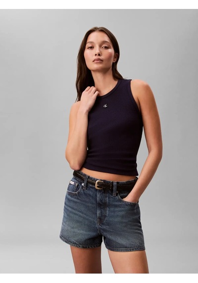 Calvin Klein Sl Monogram Patch Wa Lacivert Kadın Kolsuz Tişört