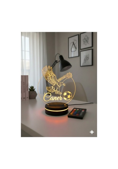 Kişiye Özel Kartal Futbol Temalı Renk Değiştiren Rgb 3d Led Lamba Dekoratif Masa Gece Lambası