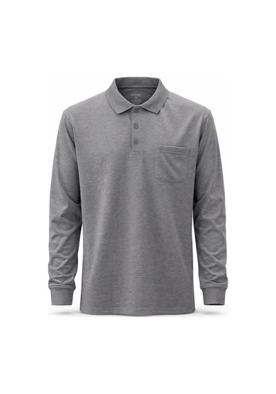 Ercan Büyük Beden Erkek Polo Yaka Uzun Kol Penye Sweatshirt - 7523 Gri
