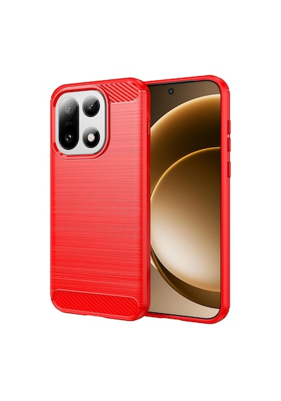 Caseonn Oneplus 15 Kılıf Karbon Fiber Desenli Koruyucu Arka Kapak Kırmızı