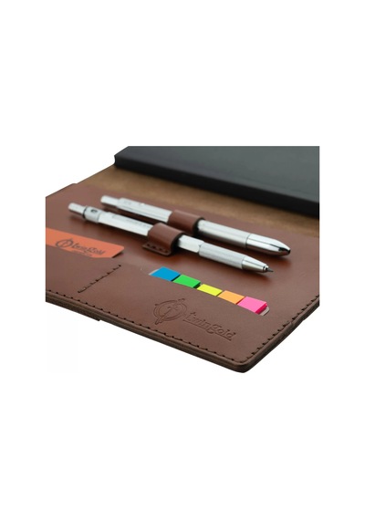 A5 Defter Ve Ajanda Kılıfı - %100 Tiesto Deri - Ko10002 - Koyu Kahverengi Koyu Kahverengi