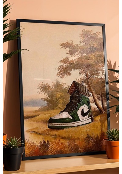 Sneaker Ayakkabı Çerçeveli Tablo Ev Ofis Ve Ayakkabı Mağazası Dekoru Modifiye Sanat