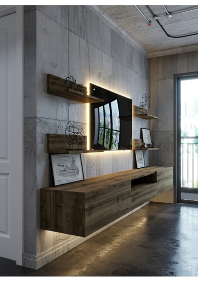 Resital Ledli Duvara Monte Tv Sehpası - Ceviz - W6017-2 Ceviz