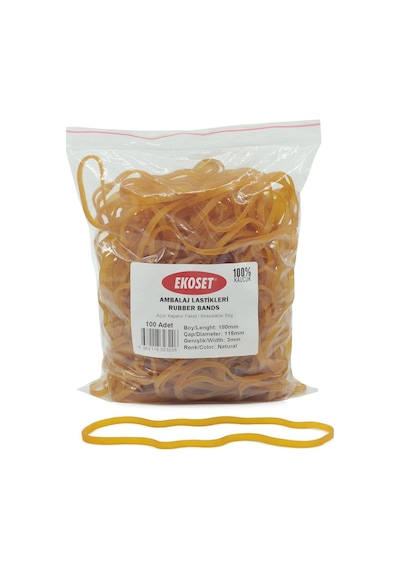 Ekoset 180X3Mm Geniş Kauçuk Paket Ambalaj Kasa Lastiği 1.000 Adet