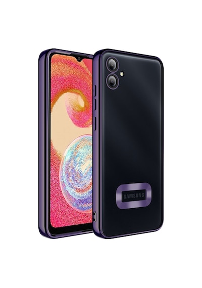 Zore Galaxy Uyumlu A04e Kılıf Kamera Korumalı Logo Gösteren Omega Kapak - Derin Mor Derin Mor