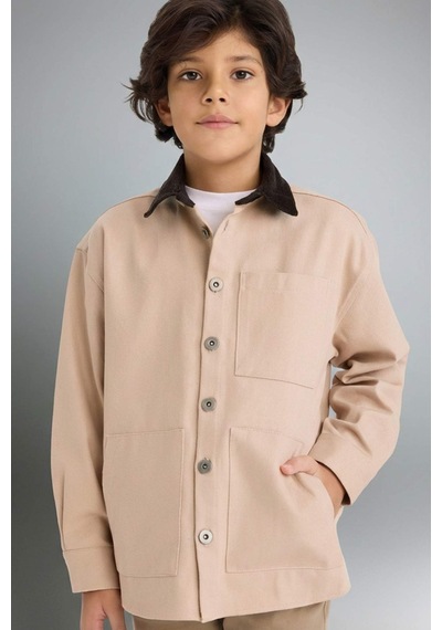 Defacto Erkek Çocuk Gömlek Yaka Gabardin Ceket G6419a826spbg731 Bej-bg731