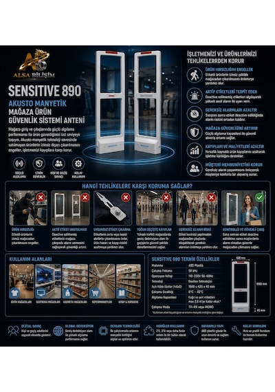 Akusto Als - Sensitive 890 Mağaza Ürün Koruma Sistemi 58 Khz Akusto Manyetik Güvenlik Anteni