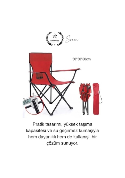 120 Kg Kapasiteli Su Geçirmez Kolay Silinebilir Katlanabilen Çantalı Askılı Kamp Piknik Sandalyesi Diğer Çok Renkli