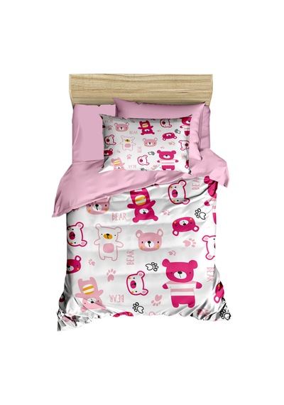 Dijital Baskılı 3d Pamuklu Yenidoğan Bebek Nevresim Takımı Bear Toy Pink