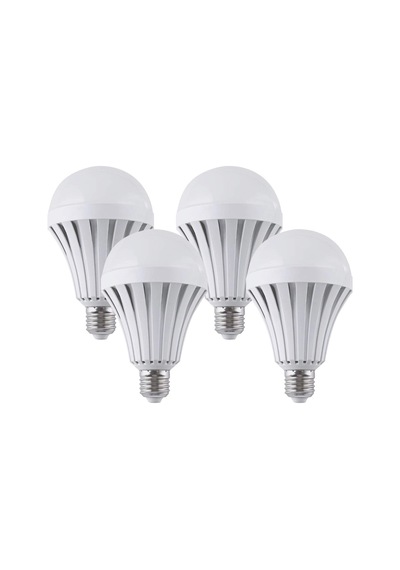 4 Adet Şarjlı Led Ampul 12 Watt Beyaz Ampul