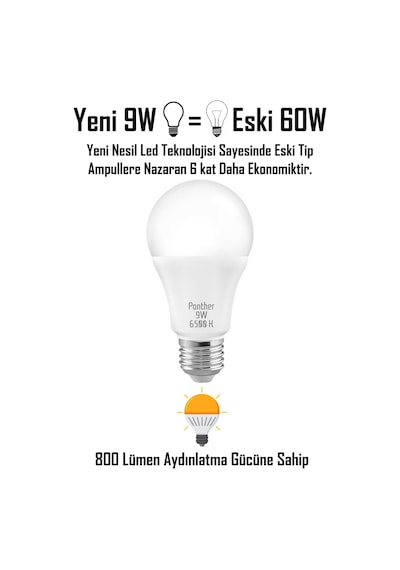 4 Adet 9w Beyaz Led E27 Ampul Tasarruflu Lamba 6500 K Beyaz Işık 800 Lümen 9w 60w