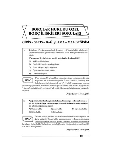 Hakimlik Borçlar Hukuku Genel - Özel Hükümler Soru Bankası 22. Baskı Monopol Yayınları