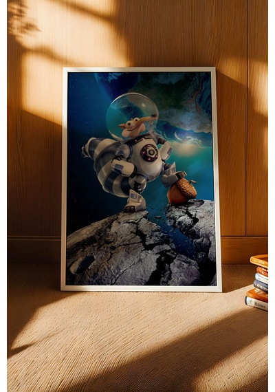 Buz Devri Scrat Astronot Uzay Temalı Çerçeveli Tablo - Lüks Çocuk Odası Galaksi Duvar Dekoru Poster Beyaz Buz Devri Scrat Astronot Uzay Temalı Çerçeveli Tablo - Lüks Çocuk Odası Galaksi Duvar Dekoru Poster Beyaz