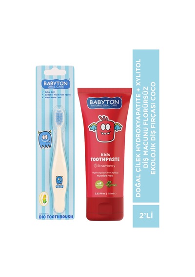 Set Çilek Hydroxyapatite Diş Macunu 75 Ml - Ekolojik Diş Fırçası Coco Temel Bakım