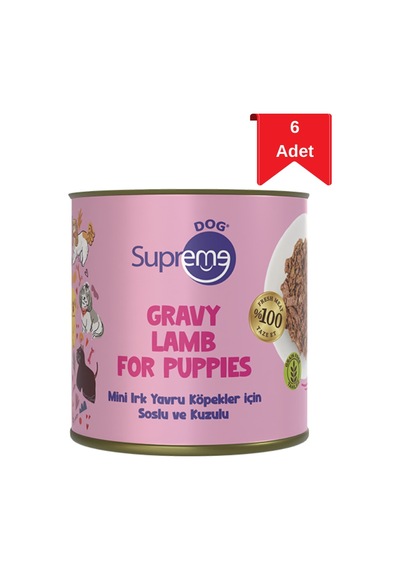 Supreme Dog Mini Irk Yavru Köpekler İçin Soslu Ve Kuzulu Konserve Mama 200 Gr X 6 Adet