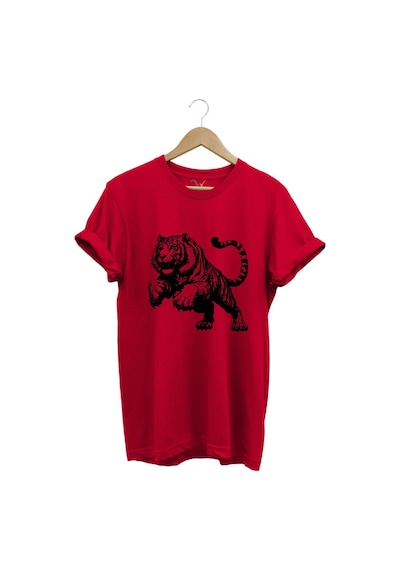 Kaplan Baskılı Cool Premium %100 Pamuk Regular Fit Kırmızı T-shirt Kırmızı