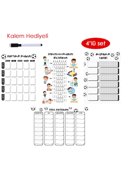 Çocuklar İçin Planlayıcı Set-siyah Beyaz Alışkanlık Ve Sorumluluk