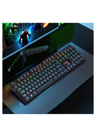 Rapidfire Red Switch Mekanik & Rainbow Rgb Aydınlatma 105 Tuşlu Mekanik Klavye - Siyah