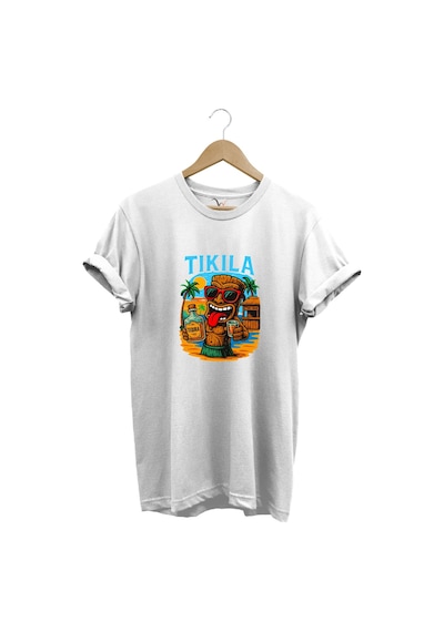 Summer Yazlık Tekila Yazı Baskılı %100 Pamuk Regular Fit Premium Beyaz T-shirt Beyaz