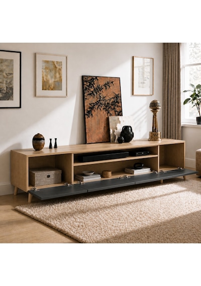 Legno Premium 180cm Modern Tv Ünitesi Safir-ant Antrasit - Safir Meşe