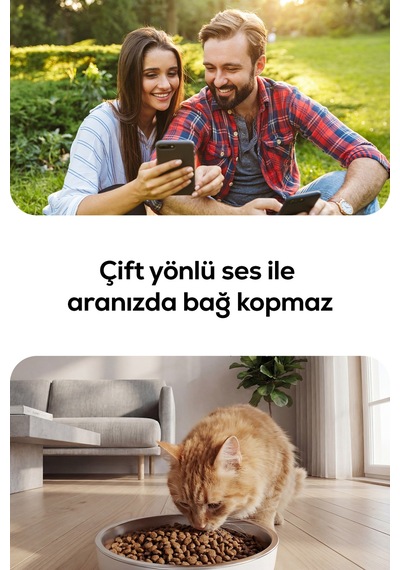 Akıllı Mama Kabı Kameralı 1080p, 5l, Mobil Kontrol, Çelik Kase, Çift Yönlü Ses H503