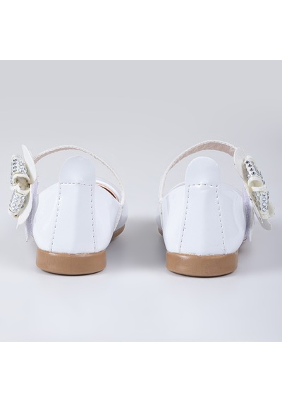 Kız Çocuk Yonca Bantlı Babet Beyaz