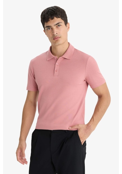 Defacto Slim Fit Dar Kesim Polo Yaka Kısa Kollu Pamuklu Modal Karışımlı Basic Düz Tişört M6609az25spbr103 Pembe