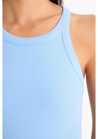 Defacto Slim Fit Dar Kesim Halter Yaka Fitilli Kaşkorse Atlet E2176ax25spbe303 Mavi