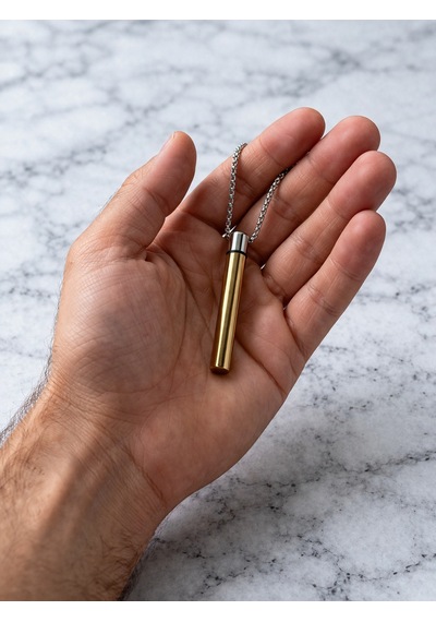 316l Paslanmaz Çelik Açılabilir Kapsül Kolye Gold Silindir Unisex Kolye 60 Cm Zincir Altın - Gümüş
